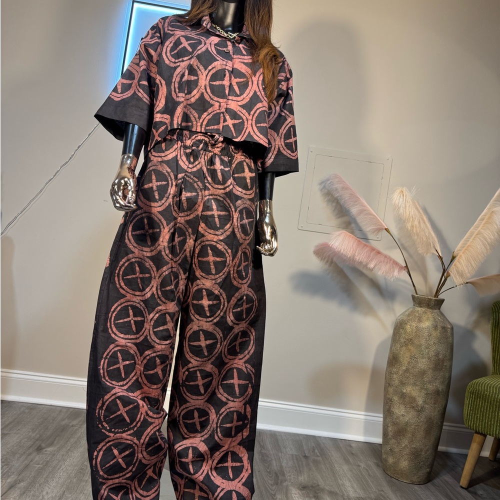 Trendy Black and Pink Patterned Jumpsuit
